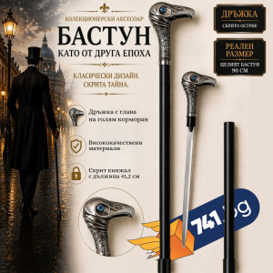 Елегантен и стилен бастун с кинжал и метална дръжка с глава на голям корморан SW-16